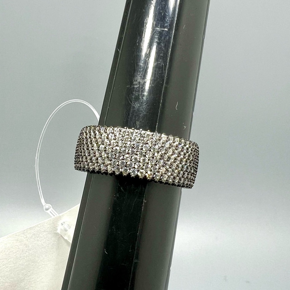 Sterling Silver Cubic Zirconia Dark Finish Full Eternity Ring